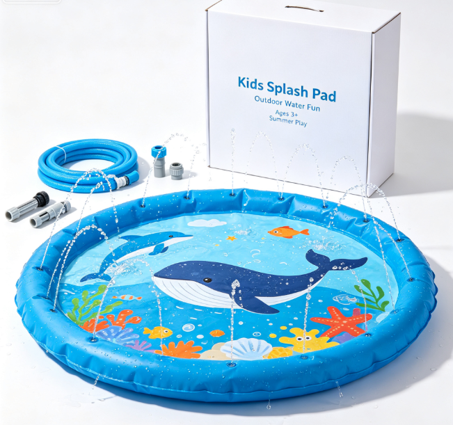 Inflatable Kids Splash Pool with Sprinkler, Outdoor Backyard Water Play Mat, Summer Water Activity Toy for Toddlers, Boys & Girls Ages 3+