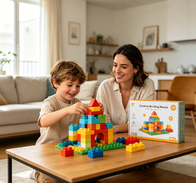 Creative Building Bricks Toy Set, 120 PCS Educational STEM Construction Blocks for Kids, Learning & Imagination Toys for Boys and Girls Ages 3-8
