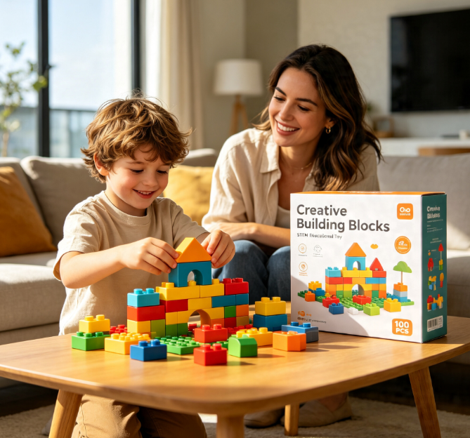Creative Building Bricks Toy Set, 120 PCS Educational STEM Construction Blocks for Kids, Learning & Imagination Toys for Boys and Girls Ages 3-8